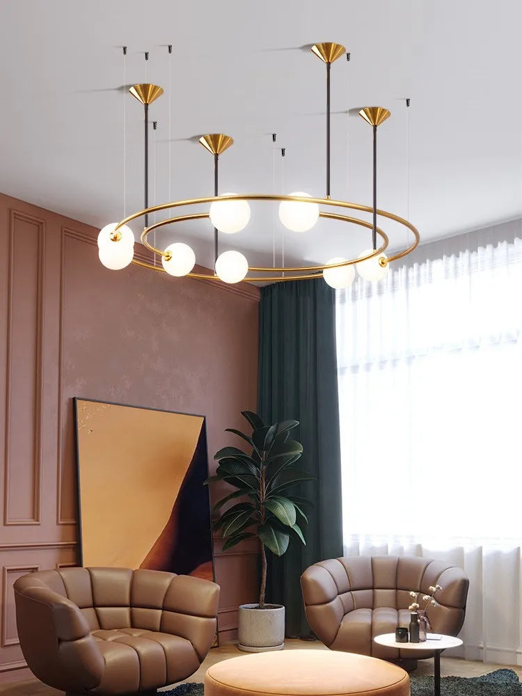 Afralia™ Glass Ball LED Pendant Chandelier for Modern Living Room Decor