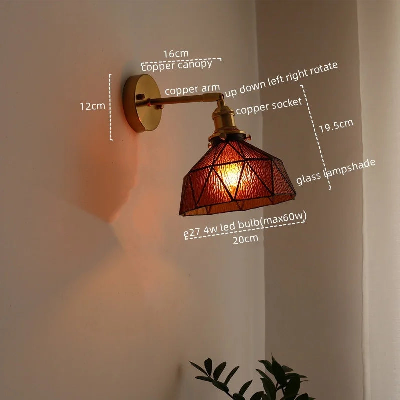 Afralia™ Copper Glass LED Wall Lamp Modern Nordic Home Decor Applique Murale