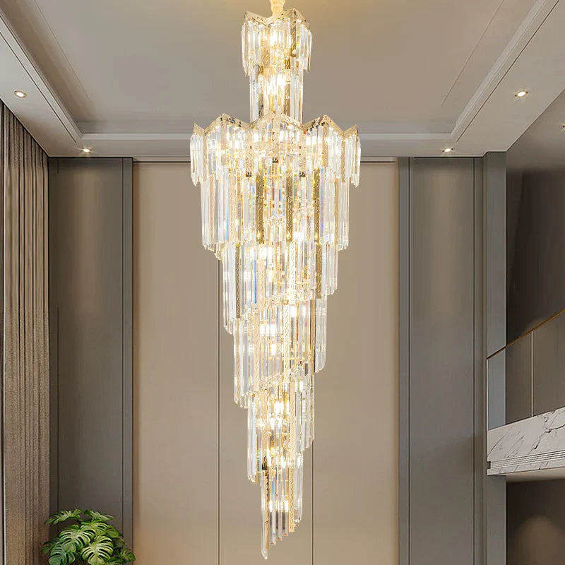 Afralia™ Crystal Chandelier: European Villa Hotel Luxury Hollow Building Middle Floor Lighting