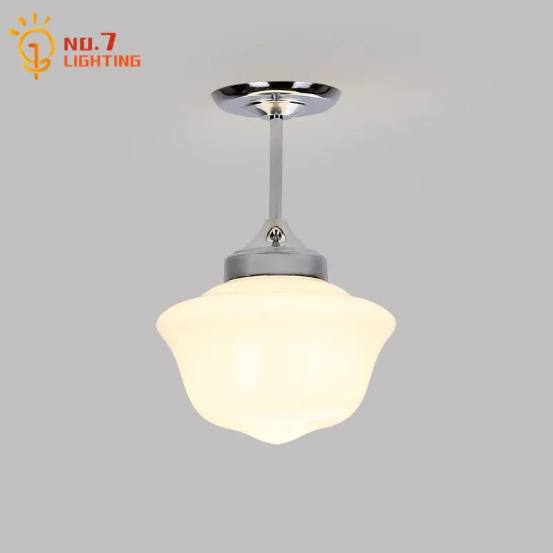 Afralia™ Cream Glass Pendant Lights LED E27 Retro Hanging Lamp for Bedroom, Kitchen, Restaurant