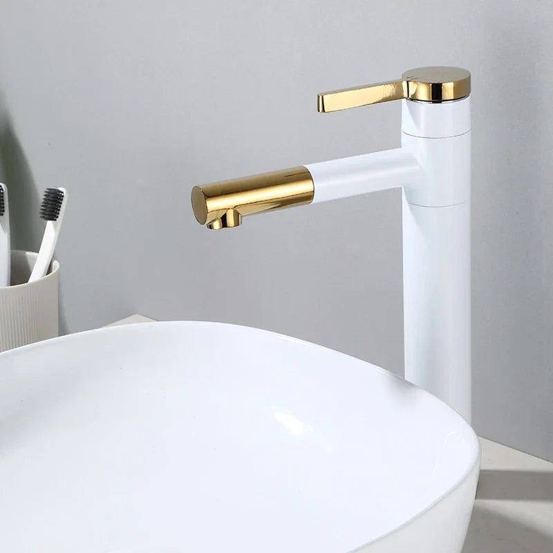 Afralia™ Black Brass Bathroom Sink Faucet Deck Mounted Vessel Mixer Water Tap