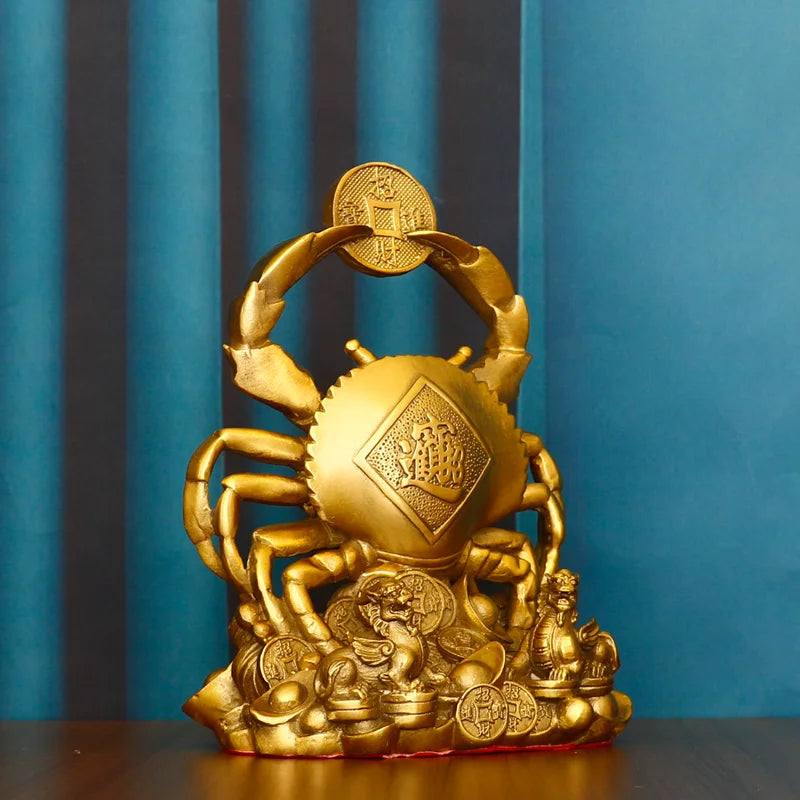Afralia™ Copper Crab Ornaments for Wealth and Luxury Decor