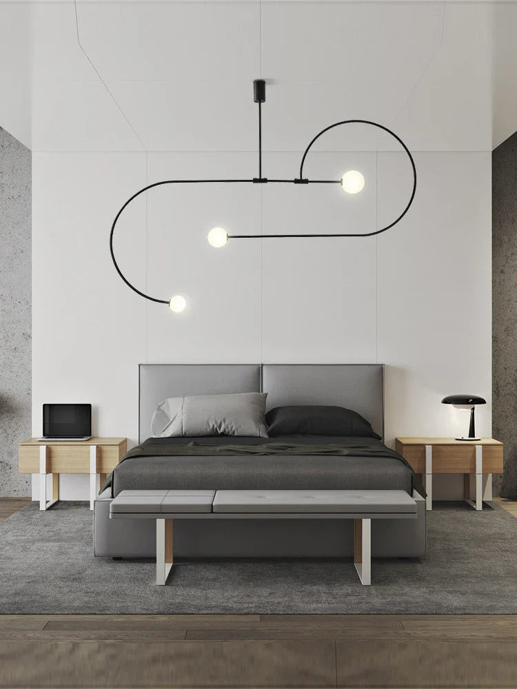 Afralia™ Arc Line Chandelier: Nordic Suspension Pendant for Living Dining Room Kitchen