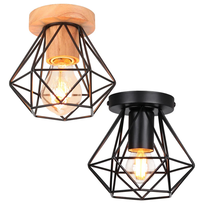 Afralia™ Vintage Industrial Wood Ceiling Lights Retro Loft Plafonniers for Home Decor