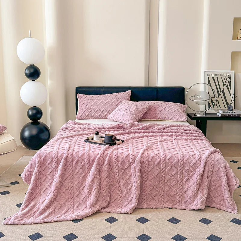 Afralia™ Taffeta Velvet Jacquard Plush Blanket: Soft, Fluffy, Colorfast Sofa Cover for Winter