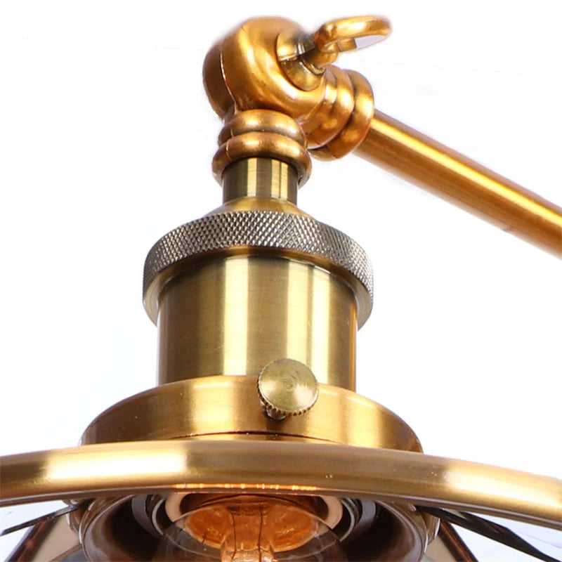 Afralia™ Vintage Gold Industrial Wall Lights with Pull Chain Switch and 2 Heads