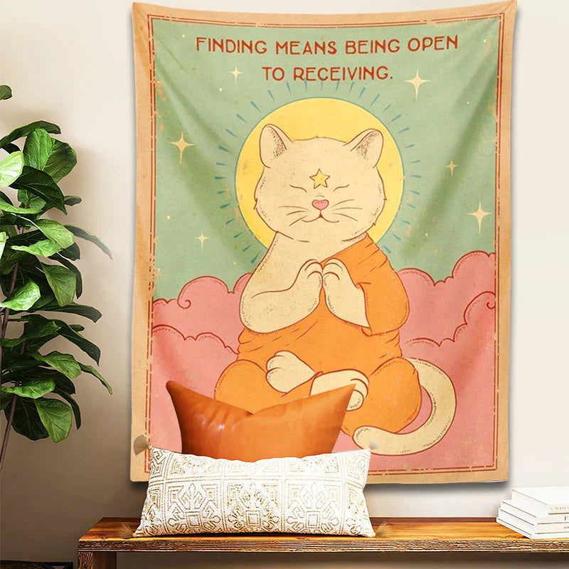 Afralia™ Cat Tapestry Sun Moon Psychedelic Boho Decor for Bedroom & Dorm Room