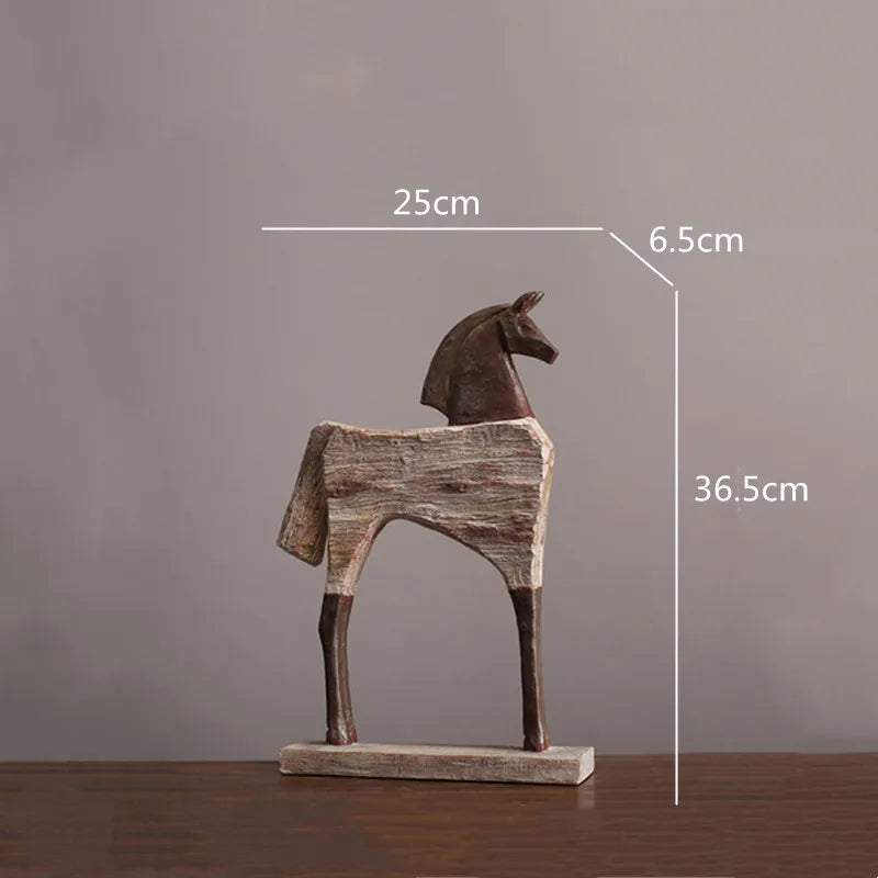 Afralia™ Horse Sculpture: Handmade Wood Grain Design, Animal Figurine for Home Decor
