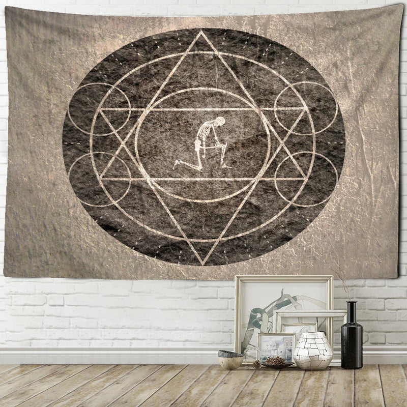 Afralia™ Mystical Rune Symbol Tapestry Wall Hanging for Psychedelic Hippie Decor