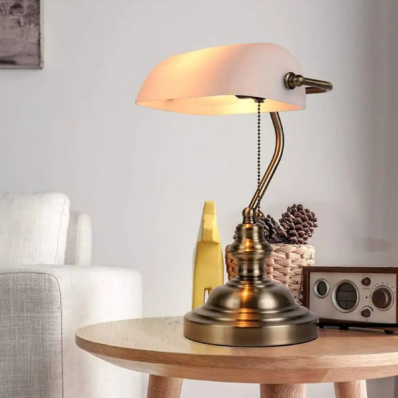 Afralia™ Mid Century Green Bankers Lamp for Bedroom Office Study Home Reading Eye Care