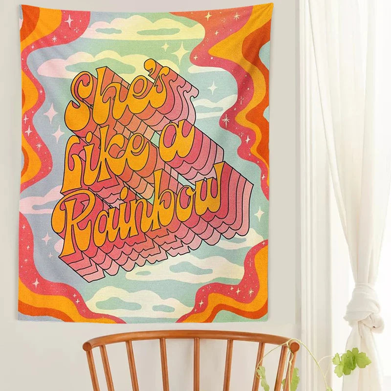 Afralia™ Rainbow Psychedelic Mushroom Tapestry - Boho Wall Hanging Art