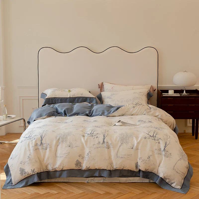 Afralia™ Egyptian Cotton Bedding Set Queen King Ru Double, Quilt Cover Sheet Pillowcase