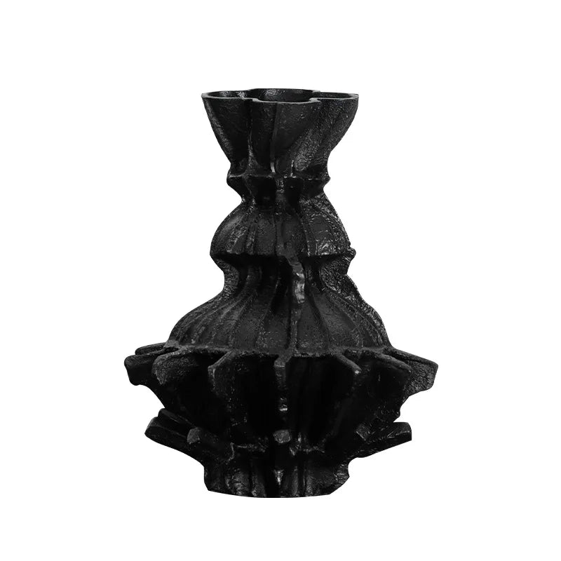 Afralia™ Abstract Pleated Gear Resin Flower Vase - Home Decoration & Arrangement