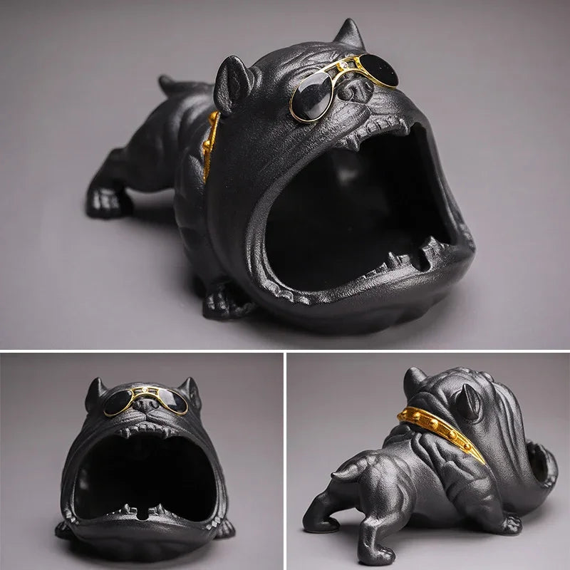 Afralia™ Bulldog Ceramic Ashtray - Desktop Smoking Accessories for Weed - Portable Ashtray Gift