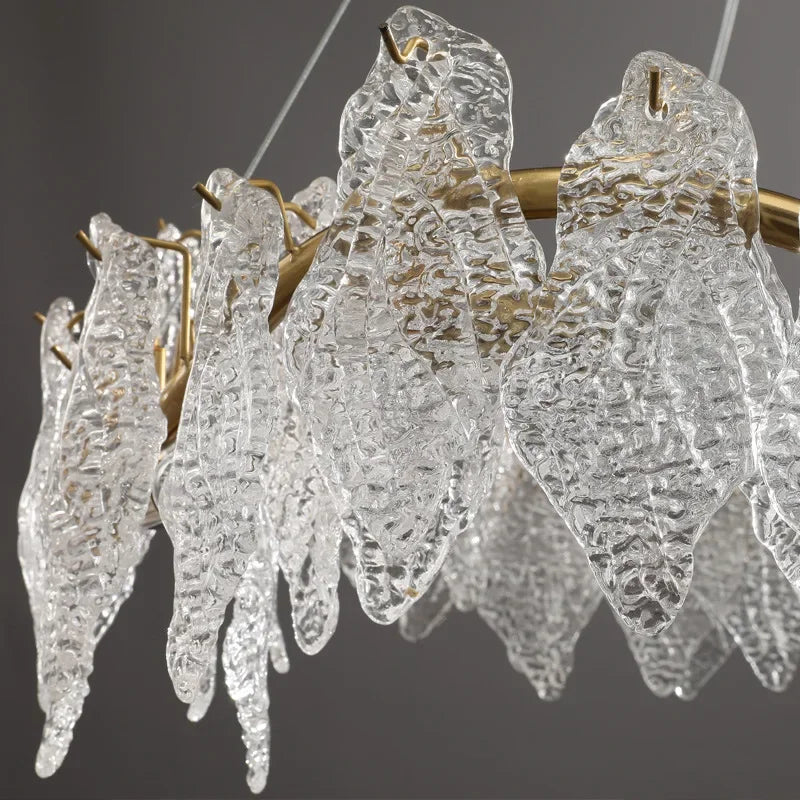 Afralia™ Wavy Gold Crystal Chandelier LED Pendant Light for Nordic Home Decor