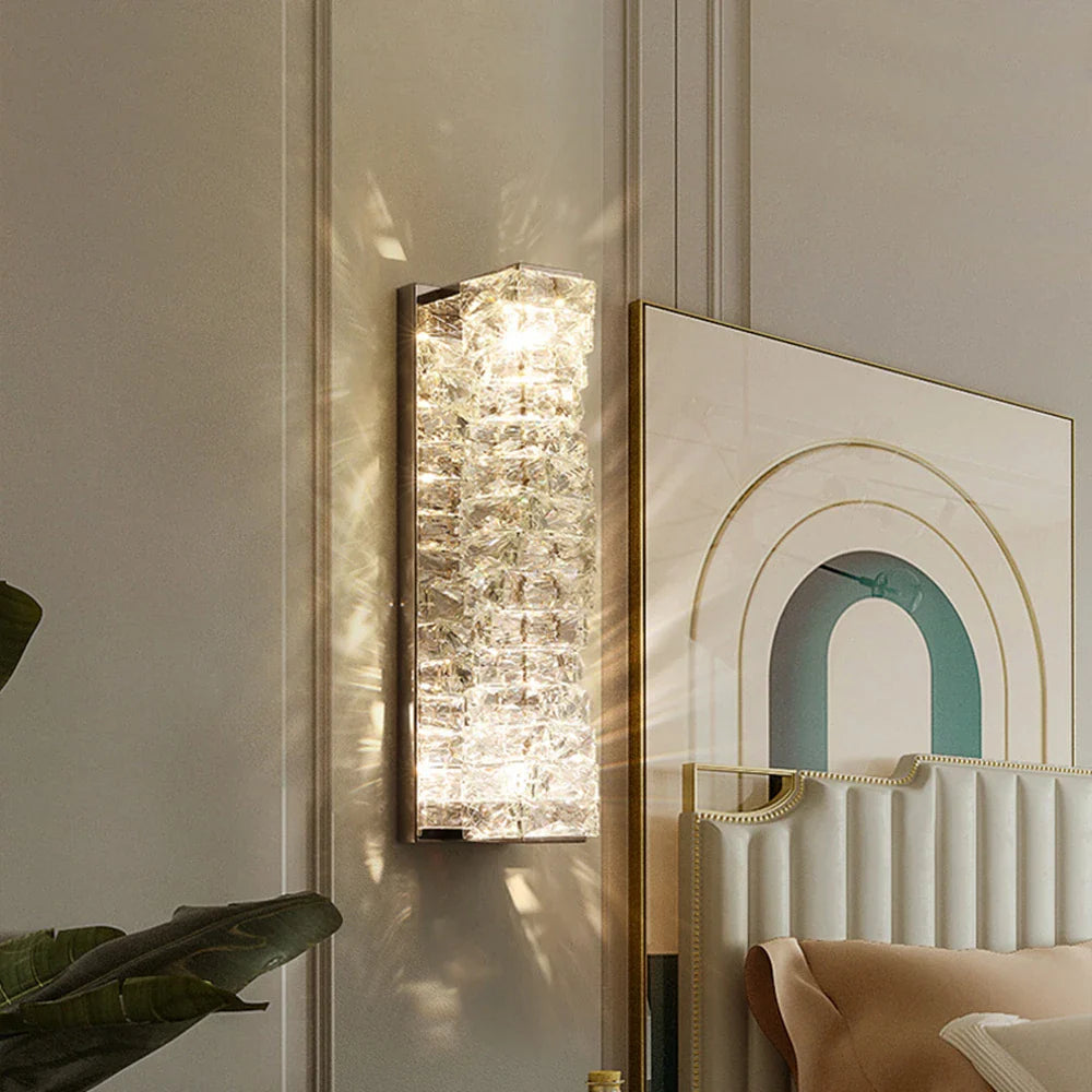 Afralia™ Modern K9 Crystal LED Wall Lamp Chrome Steel Sconces Indoor Lighting Fixtures