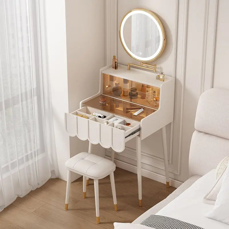 Afralia™ Luxury Nordic Makeup Vanity Set with Mirror and Storage