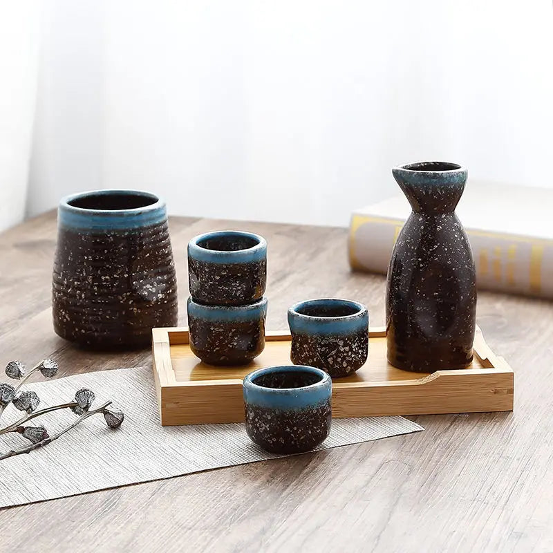 Afralia™ Ceramic Wine Sake Set with Heater and Dispenser