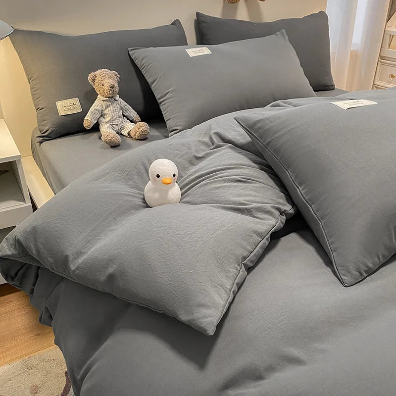 Afralia™ Cozy Plaid Duvet Cover | Simple Nordic Comforter Cover | Non-Fading Washed Cotton Bedding