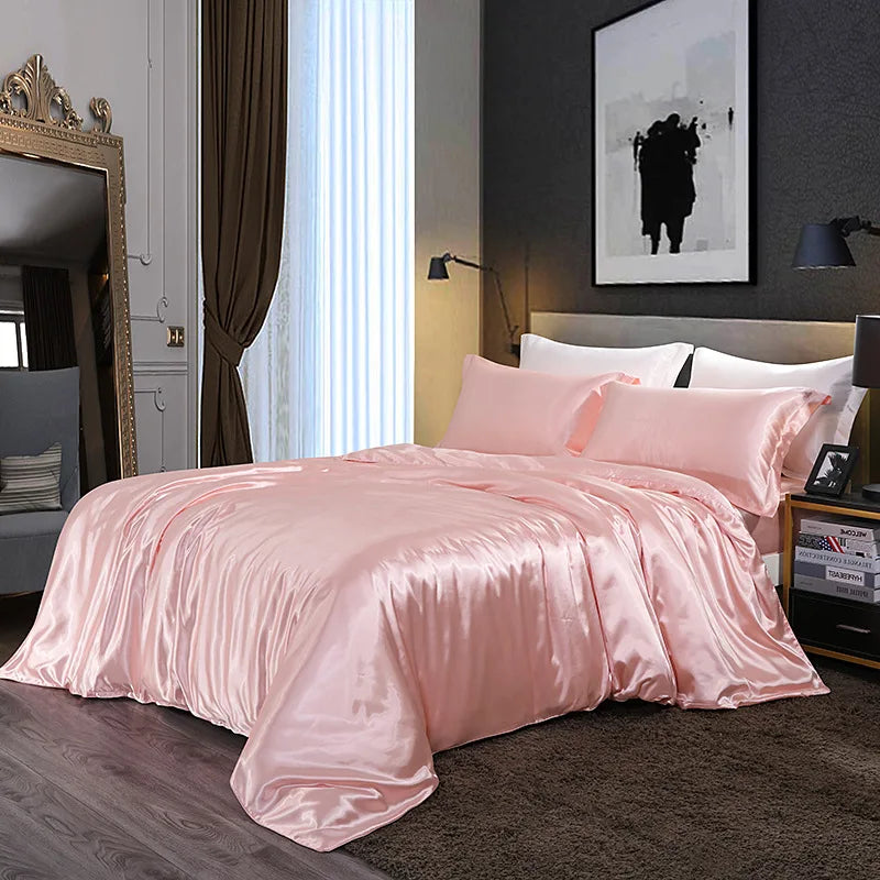 Afralia™ Solid Color Mulberry Silk Bedding Set: Smooth & Cooling Duvet Kit