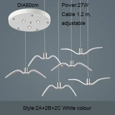 Afralia™ Seagull Resin LED Chandelier for Living Dining Room - Suspension Ceiling Light