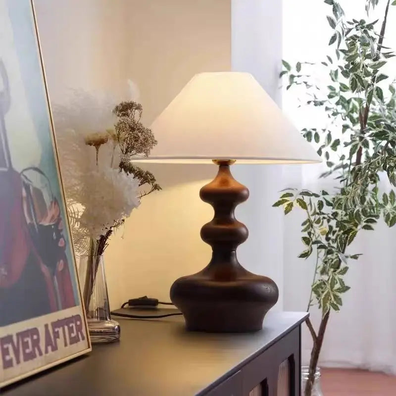 Afralia™ Vintage Solid Wood LED Desk Lamp for Bedroom, Study, Living Room, Hotel
