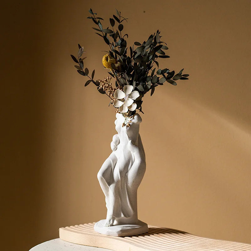 Afralia™ Venus Hand Ceramic Vase Nude Art Decor Ornament Palm Home Decoration