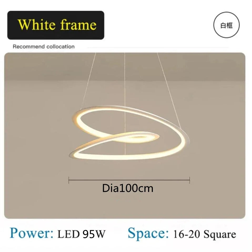 Afralia™ White LED Round Chandelier Modern Pendant Lamp for Living Dining Bedroom