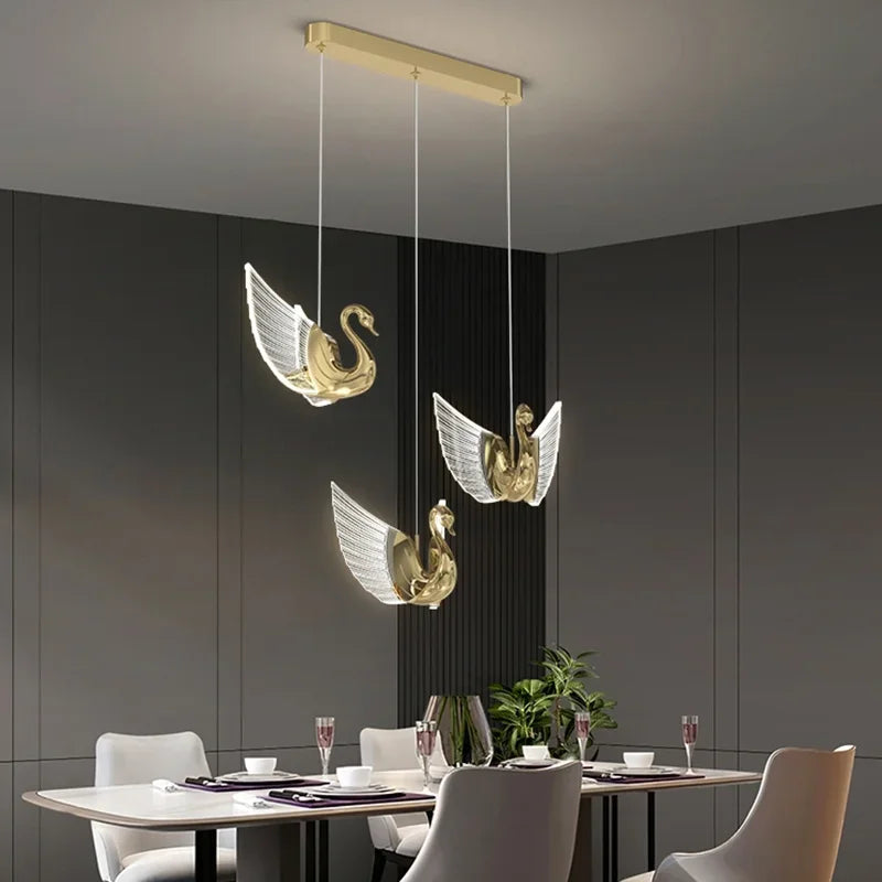 Afralia™ Swan Pendant Lights: Luxury Nordic Design for Staircase, Bar, and Bedside Lighting