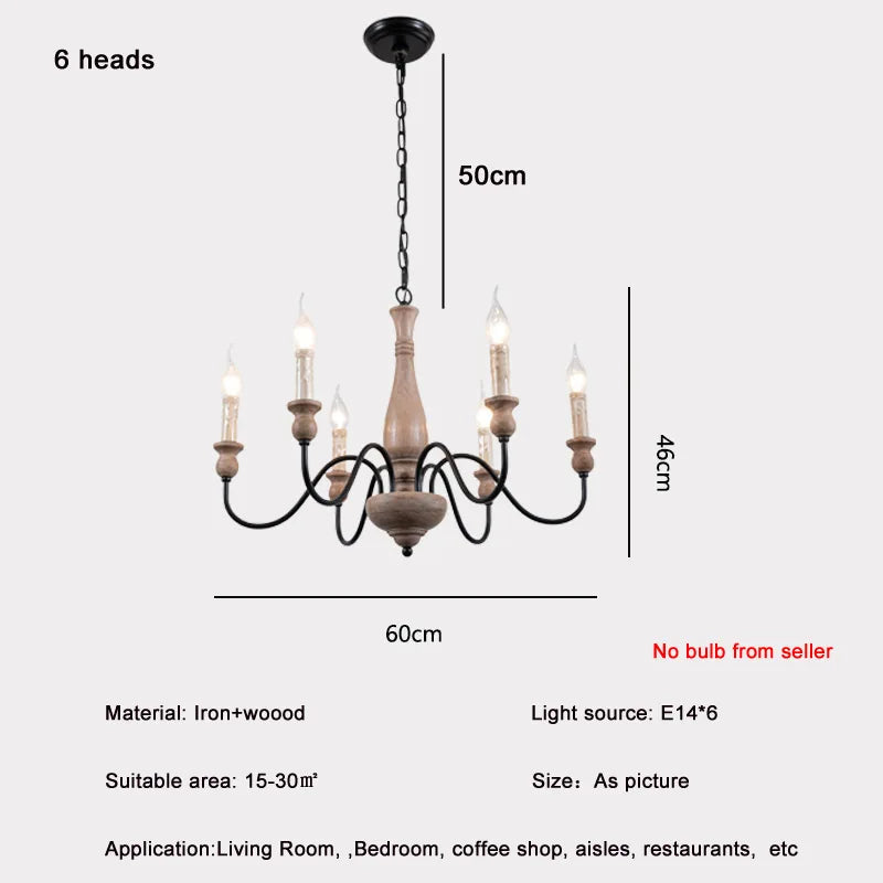 Afralia™ Retro Wooden Chandelier for Dining Room & Living Room Lighting