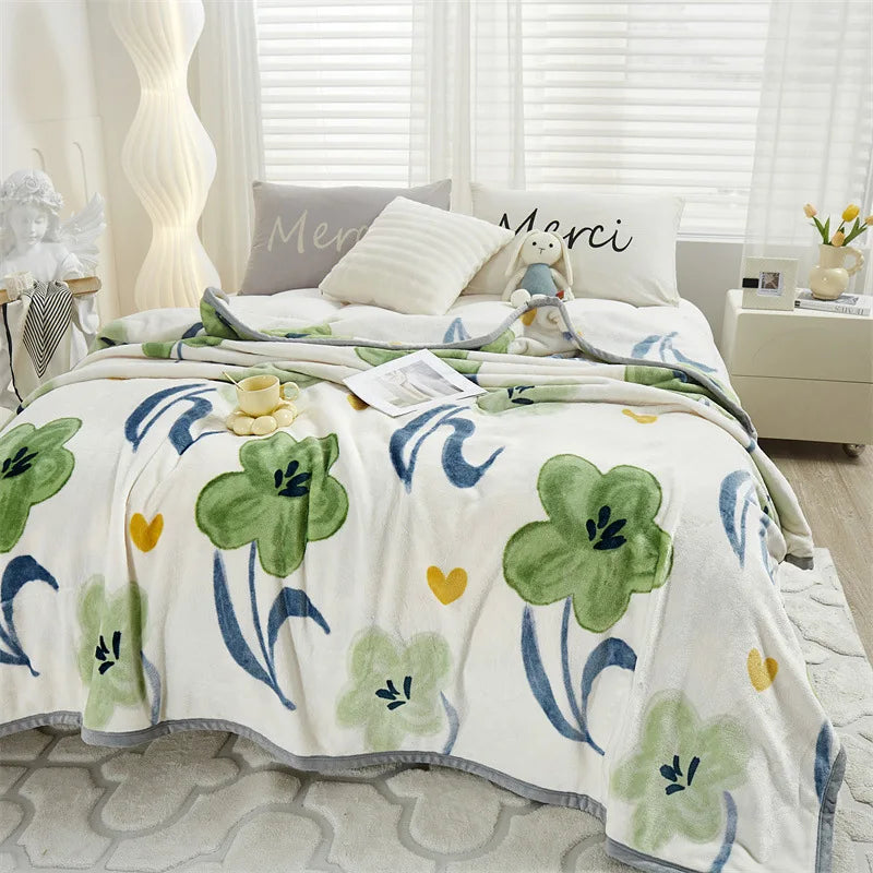 Afralia™ Cozy Flannel Blanket for All Seasons: Double-Sided Velvet Bed Cover, Single Double