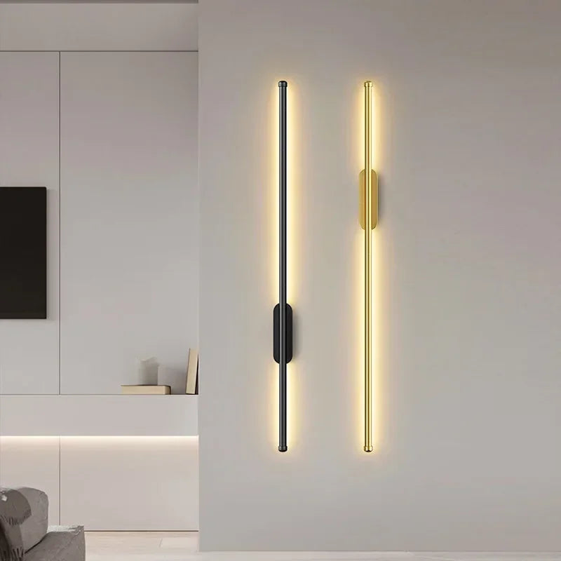 Afralia™ Black LED Wall Lights - Modern Straight Line for Bedroom, Living Room, Kitchen Décor