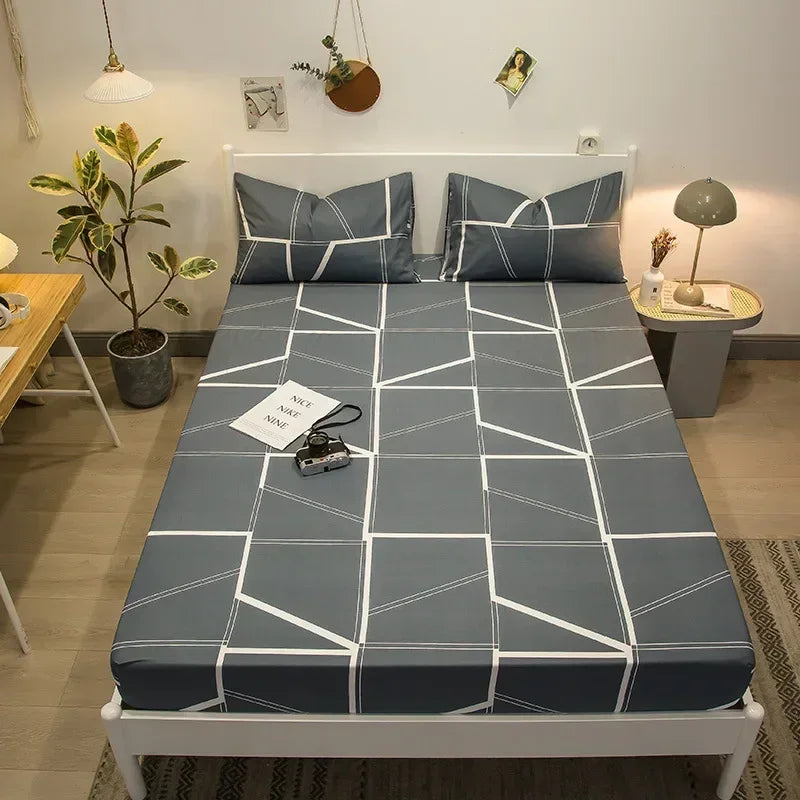 Afralia™ Queen Size Cotton Fitted Sheet Set with Cute Print, Soft and Skin-friendly Bed Cover