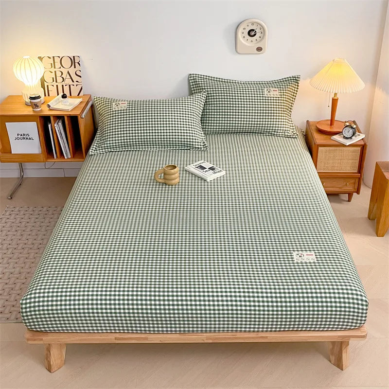 Afralia™ Plaid Style Fitted Sheet - Skin-friendly Elastic Bedsheet for Kids' Room