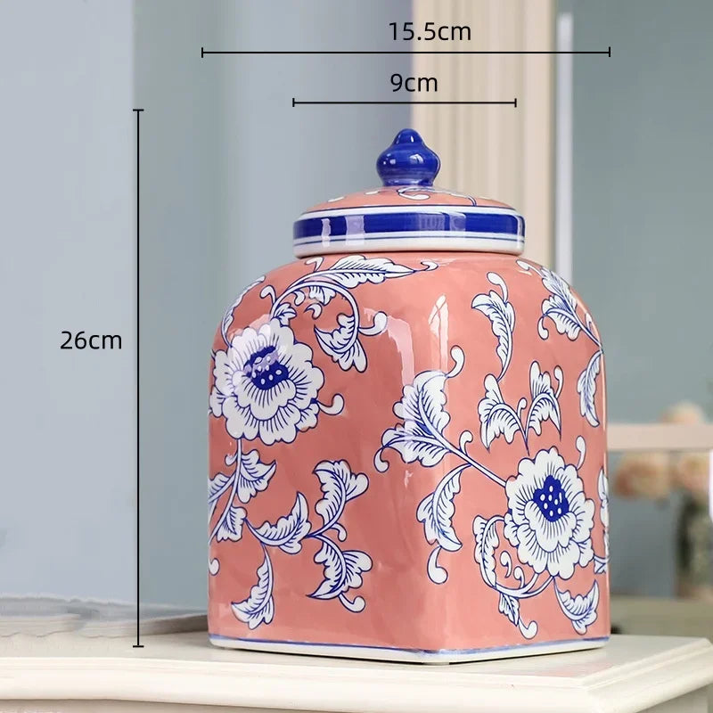 Afralia™ Blue White Porcelain General Jar Flower Vase Crafts Home Decor Jar