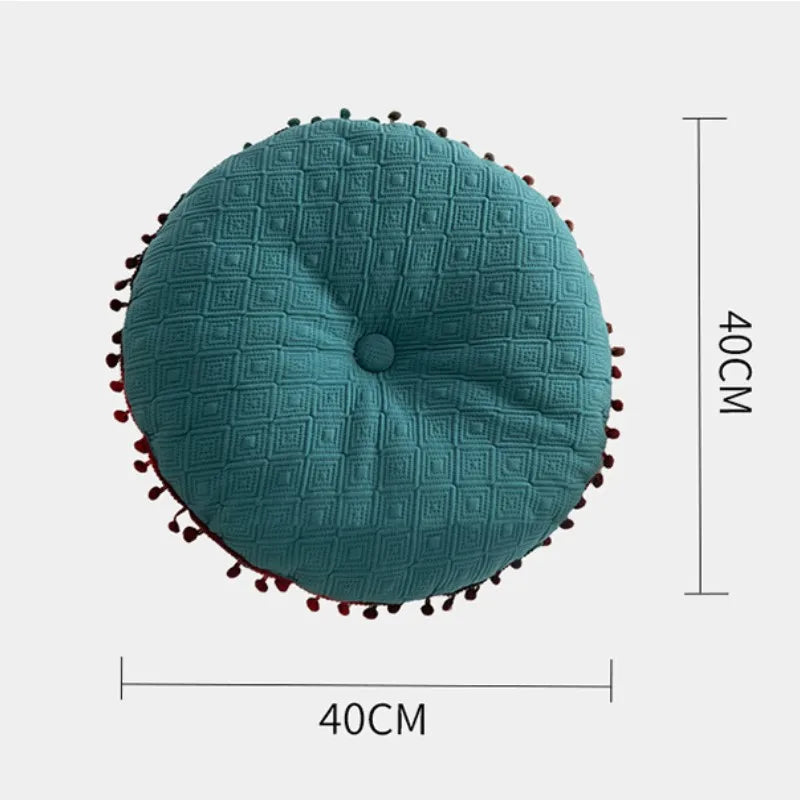 Afralia™ Pompom Round Chair Pad Cushion for Comfortable Seating Meditation Yoga Living Room