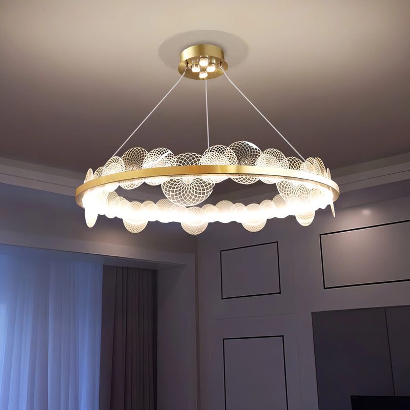 Afralia™ Frost Texture LED Ring Chandelier for Living Room Office Ceiling