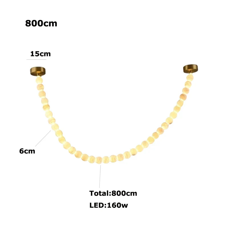 Afralia™ Alabaster Marble Gold LED Chandelier for Staircase-Foyer Decor