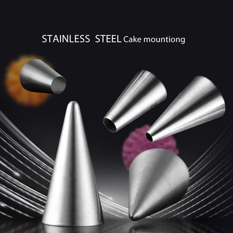 Afralia™ Stainless Steel Round Hole Piping Nozzles Cake Decorating Tool