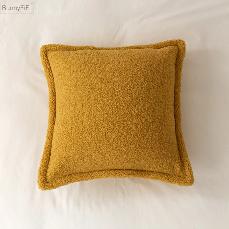 Afralia™ Fleece Cushion Cover 45x45cm in Ivory Brown Coffee for Home Bed Sofa