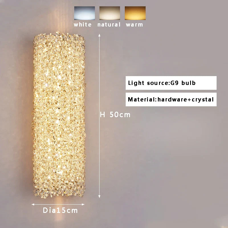 Afralia™ Crystal Beads Wall Lamp LED Light Fixture for Home Decor & Living Room