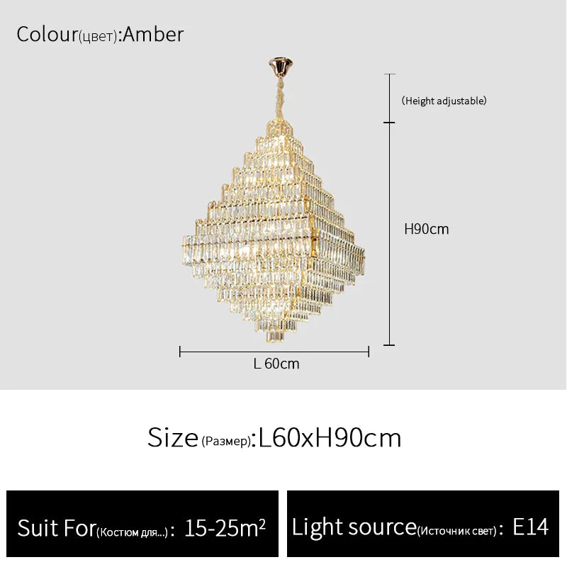 Afralia™ Luxe Crystal Pyramid Chandelier: High-end Lighting for Living Room & Hotel Lobby