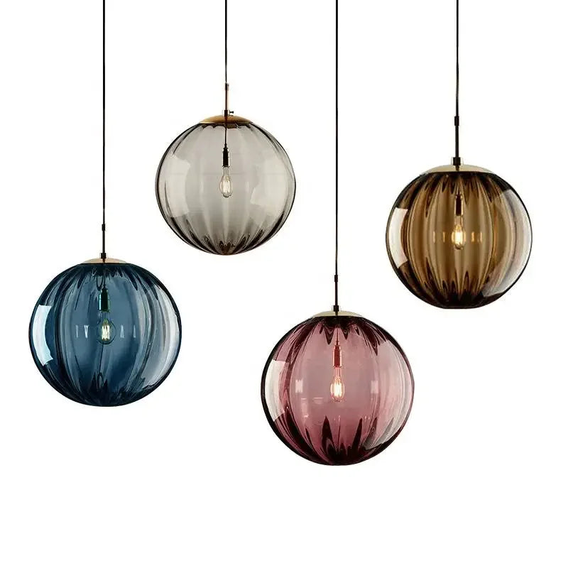 Afralia™ Water Pattern Glass Chandelier Pendant Light for Restaurant Bar Counter