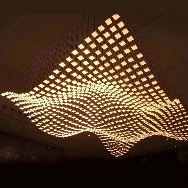 Afralia™ Acrylic Crystal Hanging Chandelier LED Ceiling Pendant Light for Living Room Lobby Customize Hotel