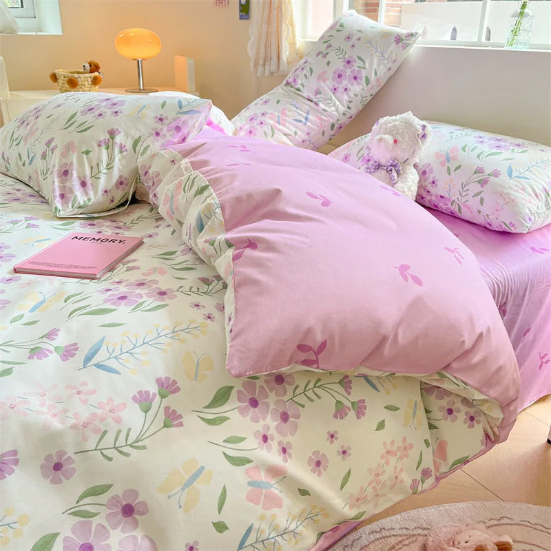 Afralia™ Cotton Floral Print Bedding Set: Comfortable Sleep Quilt Cover & Fitted Sheet in All Seasons