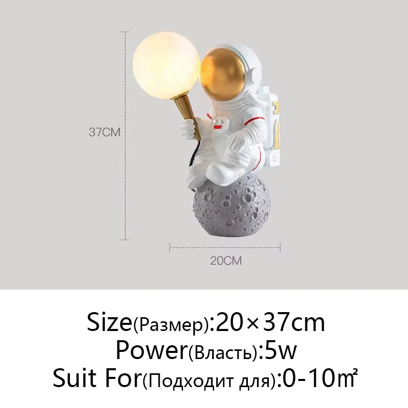 Afralia™ Astronaut Moon Planet Table Lamp Night Light Bedroom Decor Spaceman Theme