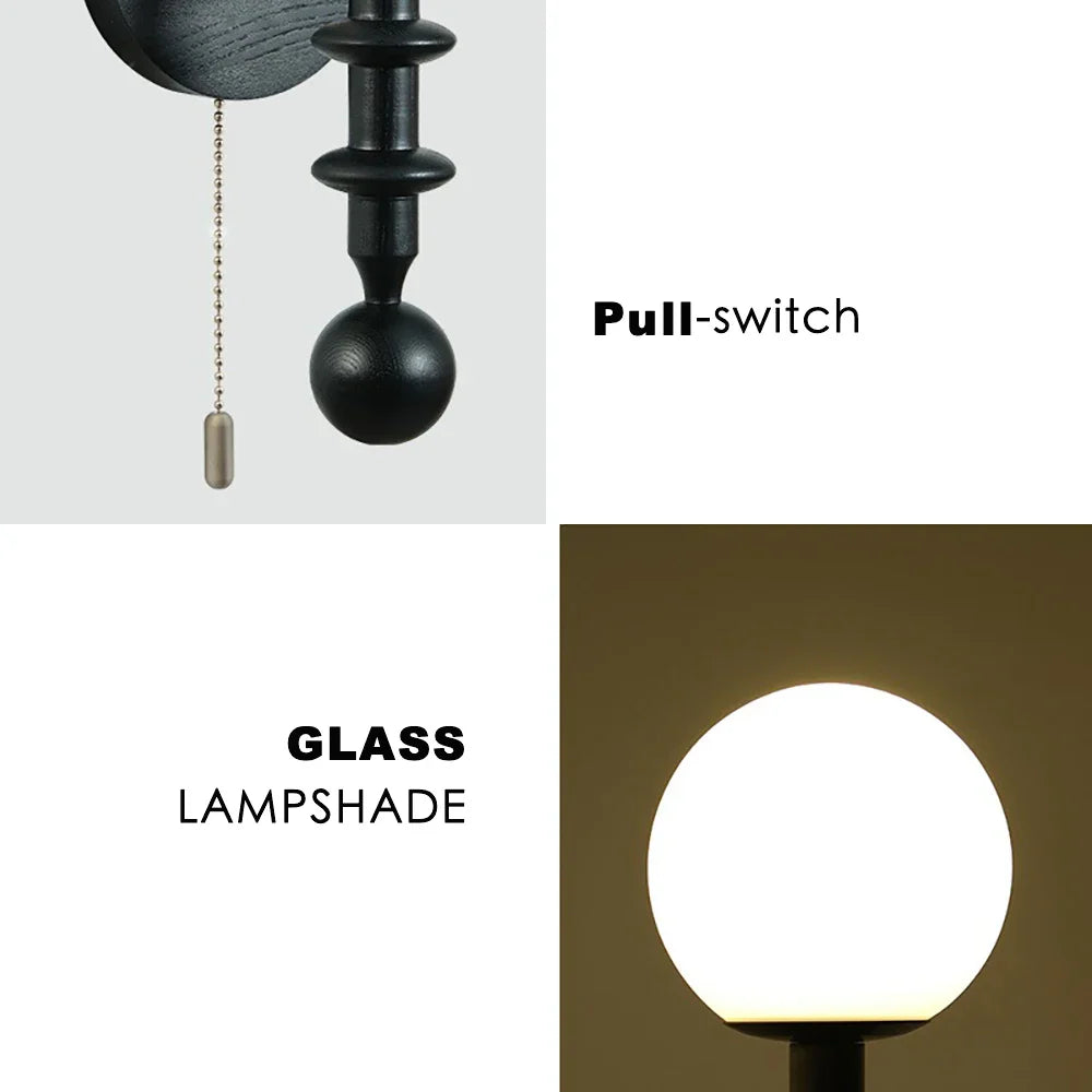 Afralia™ Retro Spiral Wooden Wall Lamp with Switch LED Light for Bedroom & Living Room