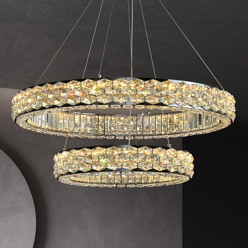 Afralia™ Nordic Crystal LED Pendant Light Chandelier for Luxury Living Room