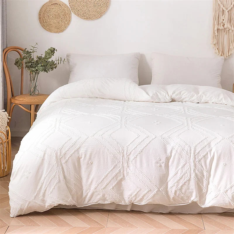 Afralia™ Geometric Cut Flowers Duvet Cover Set King Size High Quality Bedding