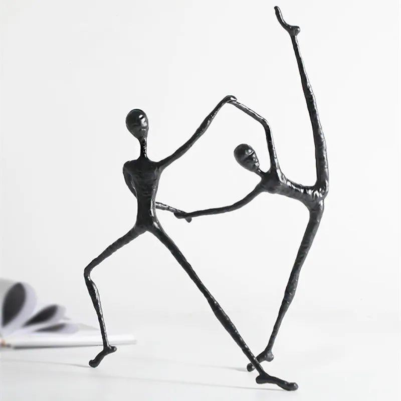 Afralia™ Black Metal Sports Figure Sculpture for Elegant Home Decor